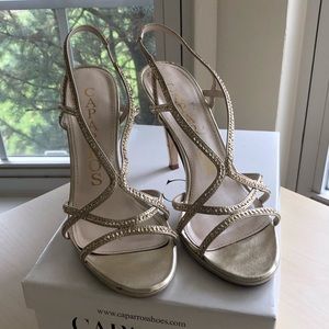 Caparros Zarielle gold strappy rhinestone  heels